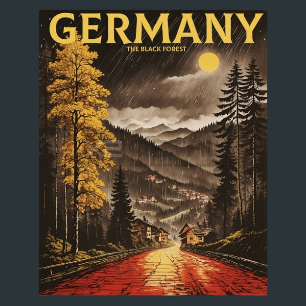 The Black Forest Germany Metal Wall Art and Desktop Mouse Pad by X2Metal