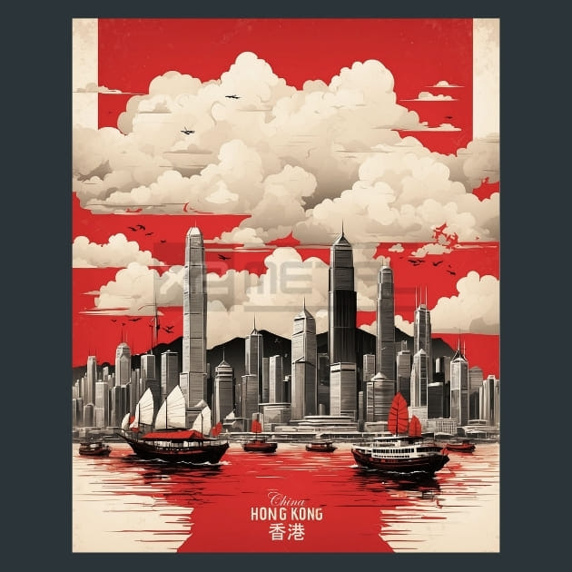 The Hong Kong Skyline China Metal Wall Art and Desktop Mouse Pad by X2Metal
