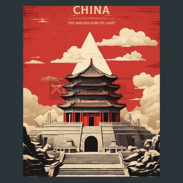 The Mausoleum of Light China Metal Wall Art and Desktop Mouse Pad by X2Metal