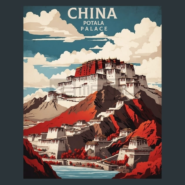 The Potala Palace Tibet China Metal Wall Art and Desktop Mouse Pad by X2Metal