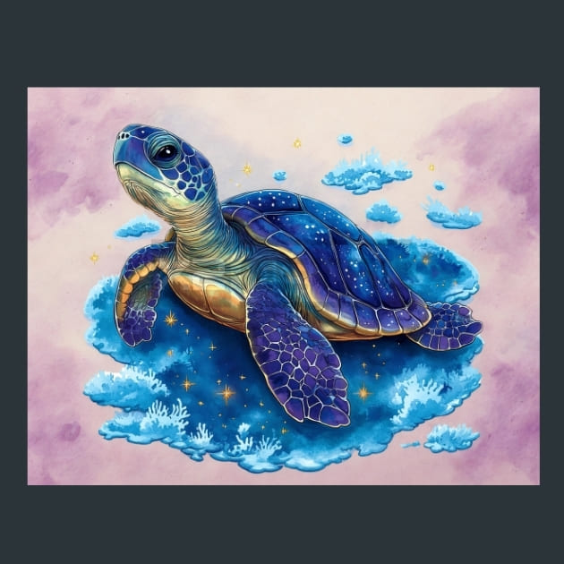 The Quiet Swimmer Turtles Metal Wall Art and Desktop Mouse Pad by X2Metal