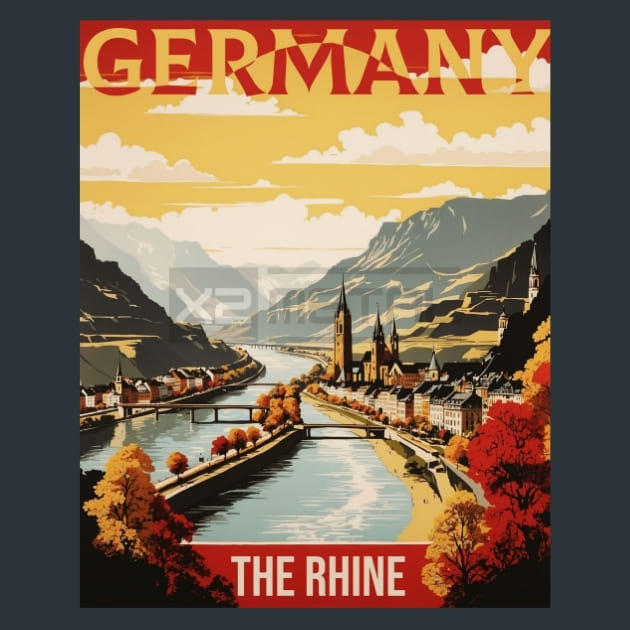 The Rhine 4 Germany Metal Wall Art and Desktop Mouse Pad by X2Metal