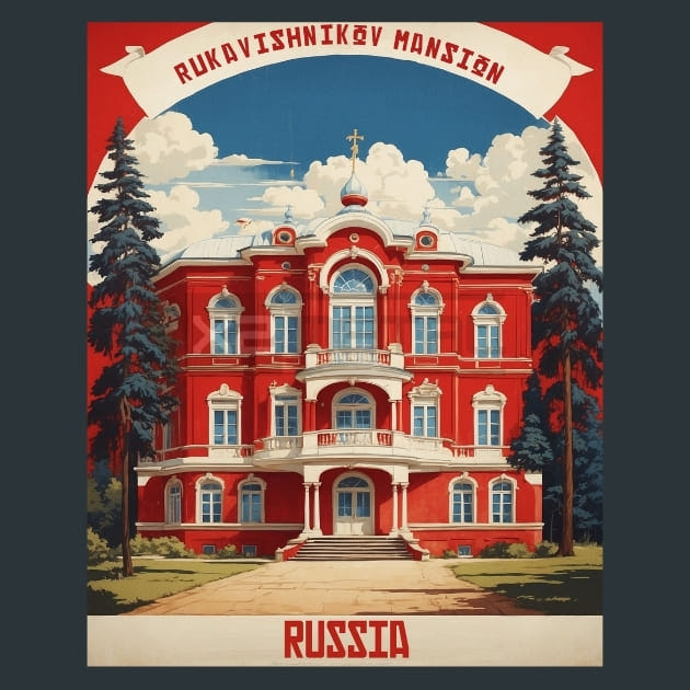 The Rukavishnikov Estate Museum Russia Metal Wall Art and Desktop Mouse Pad by X2Metal