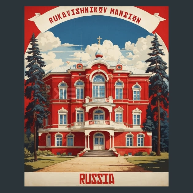 The Rukavishnikov Estate Museum Russia Metal Print Poster and Mouse Pad