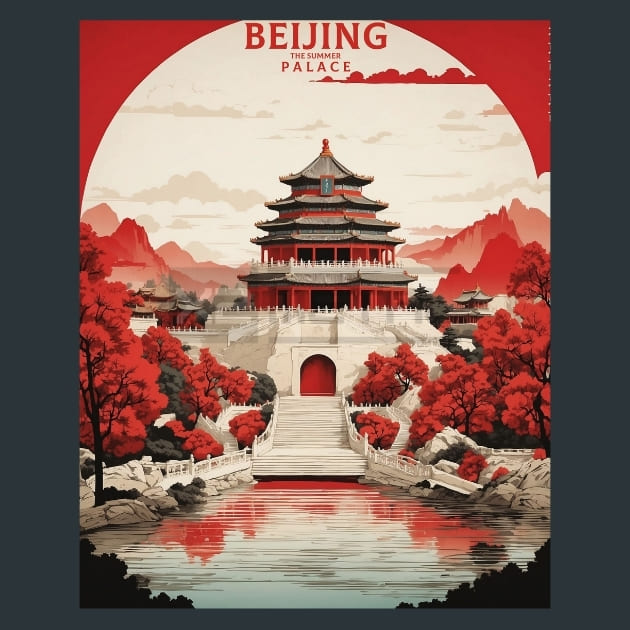 The Summer Palace Beijing China Metal Wall Art and Desktop Mouse Pad by X2Metal