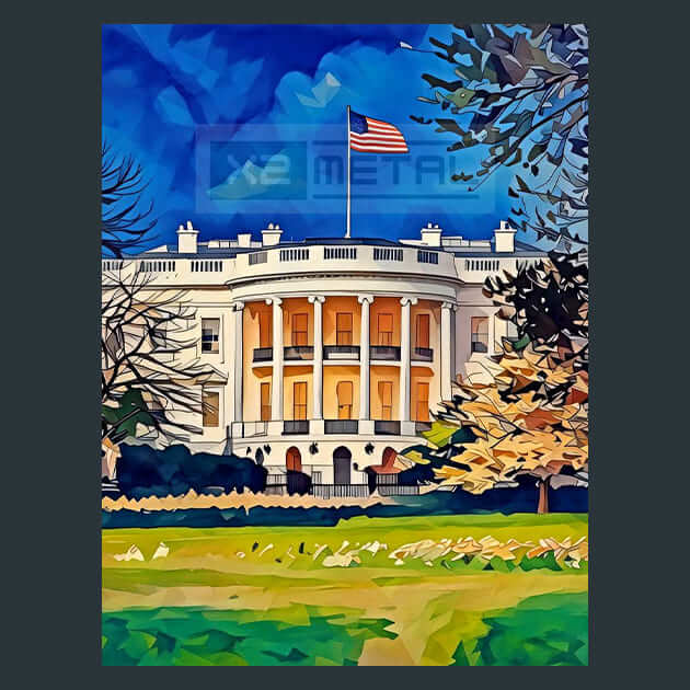The White House Metal Wall Art and Desktop Mouse Pad by X2Metal