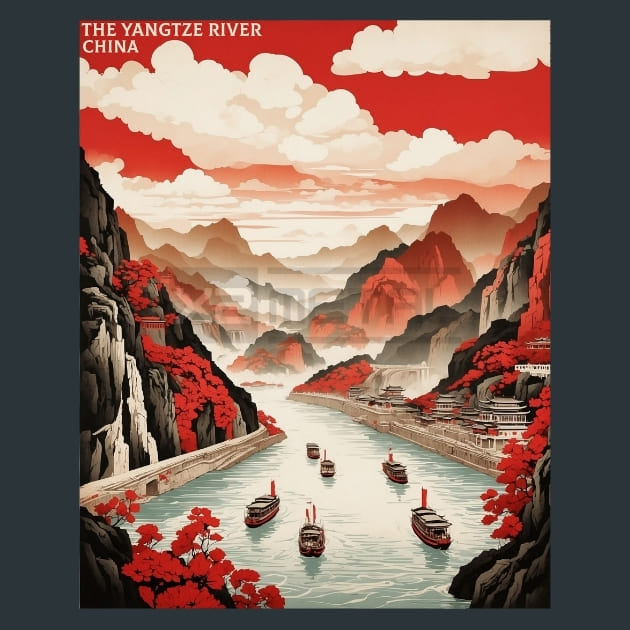 Yangtze River - Three Gorges China Metal Wall Art and Desktop Mouse Pad by X2Metal