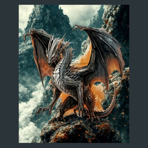 Thornfire Dragon 8 Metal Wall Art and Desktop Mouse Pad by X2Metal