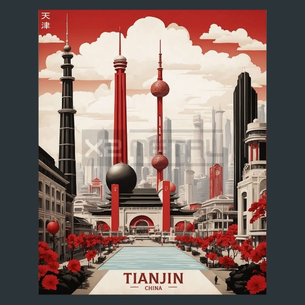 Tianjin China 1 Metal Wall Art and Desktop Mouse Pad by X2Metal