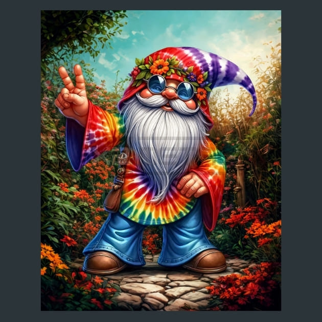 Tie Dye Gnomes 10 Metal Wall Art and Desktop Mouse Pad by X2Metal