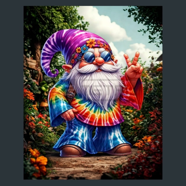 Tie Dye Gnomes 11 Metal Wall Art and Desktop Mouse Pad by X2Metal
