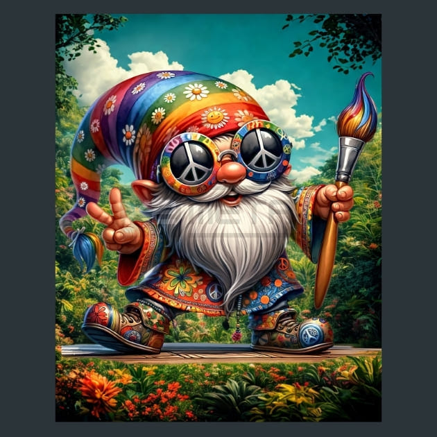 Tie Dye Gnomes 12 Metal Wall Art and Desktop Mouse Pad by X2Metal