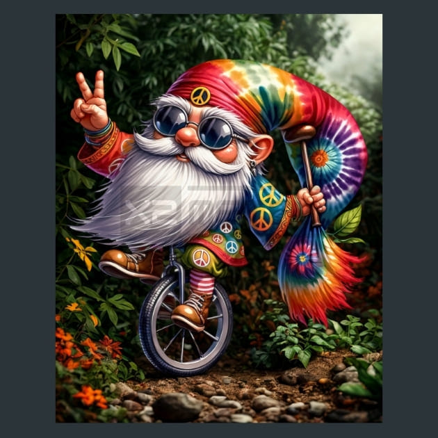 Tie Dye Gnomes 13 Metal Wall Art and Desktop Mouse Pad by X2Metal