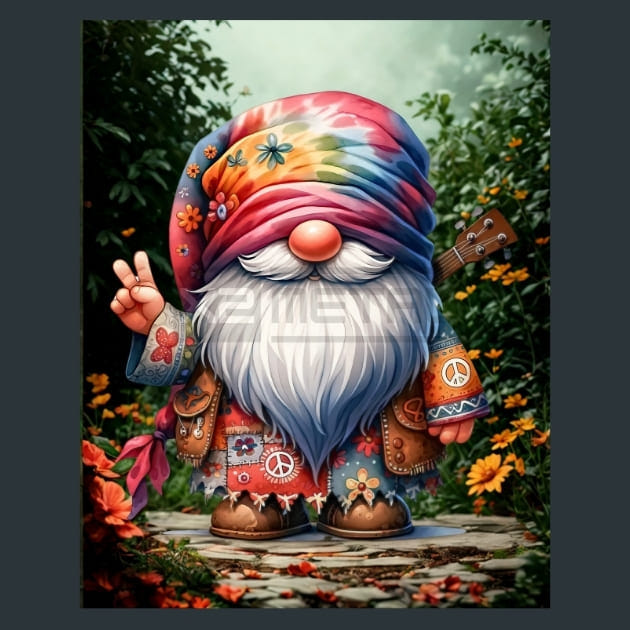 Tie Dye Gnomes 19 Metal Wall Art and Desktop Mouse Pad by X2Metal