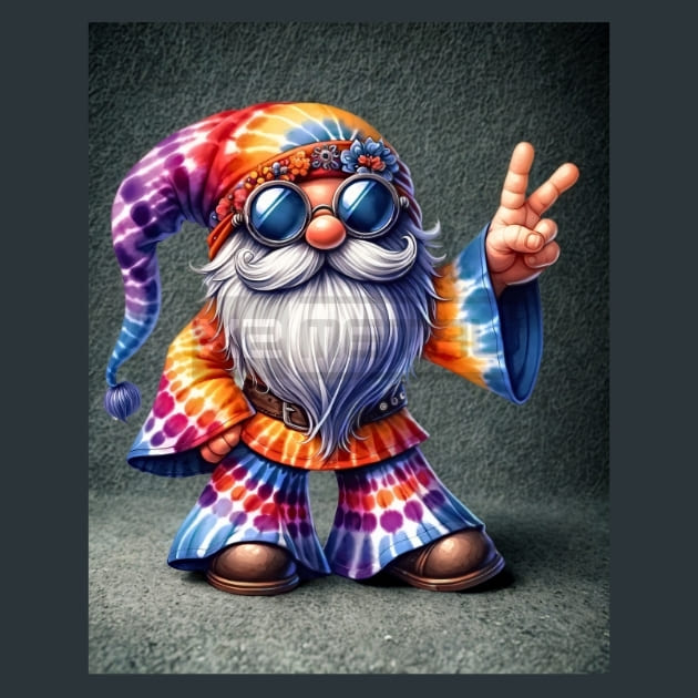 Tie Dye Gnomes 2 Metal Wall Art and Desktop Mouse Pad by X2Metal