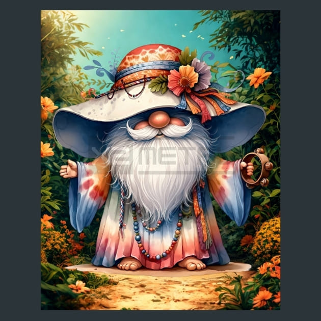 Tie Dye Gnomes 22 Metal Wall Art and Desktop Mouse Pad by X2Metal