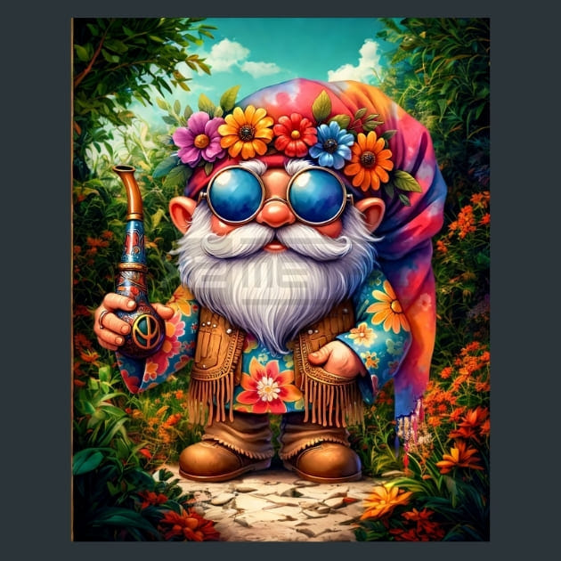 Tie Dye Gnomes 4 Metal Wall Art and Desktop Mouse Pad by X2Metal