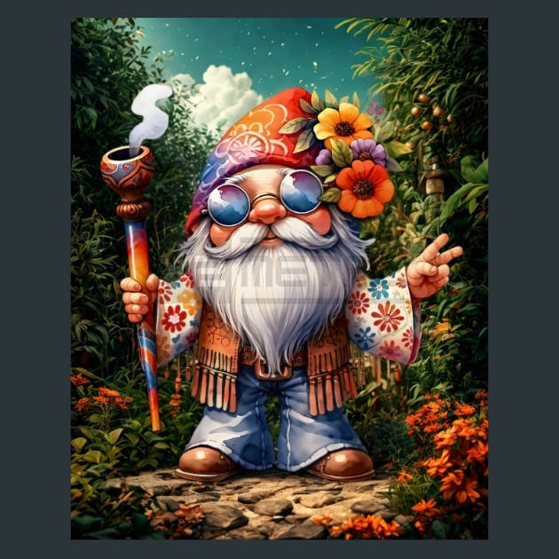 Tie Dye Gnomes 5 Metal Wall Art and Desktop Mouse Pad by X2Metal