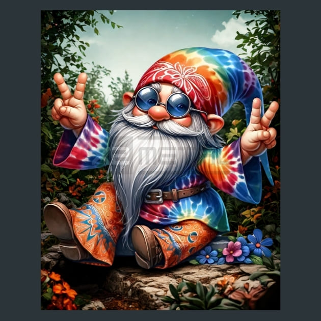Tie Dye Gnomes 9 Metal Wall Art and Desktop Mouse Pad by X2Metal