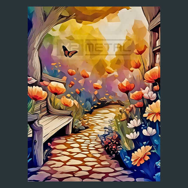 Tranquil Floral Garden Metal Wall Art and Desktop Mouse Pad by X2Metal