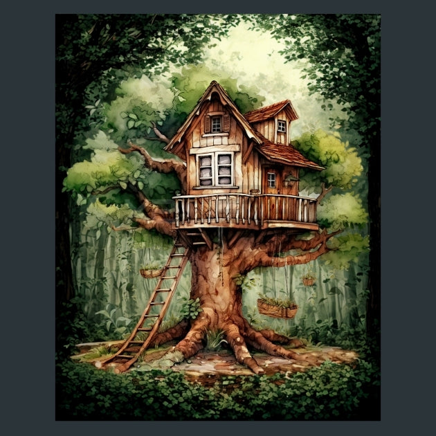 Tree House Tales 1 Metal Wall Art and Desktop Mouse Pad by X2Metal