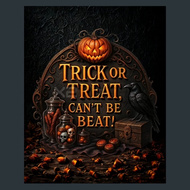 Trick or Treat Can t Be Beat Metal Wall Art and Desktop Mouse Pad by X2Metal