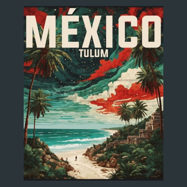 Tulum Mexico Metal Wall Art and Desktop Mouse Pad by X2Metal