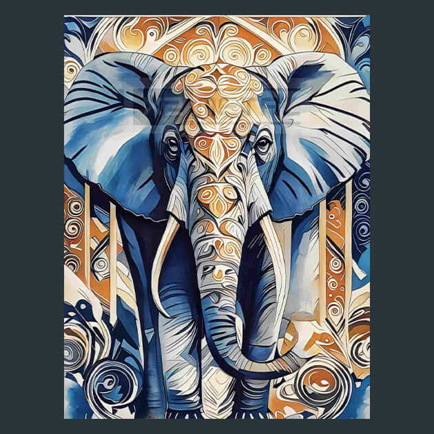 Turquoise Elephant Splendor Metal Wall Art and Desktop Mouse Pad by X2Metal