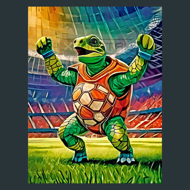 Turtle Goal Celebration Metal Prints