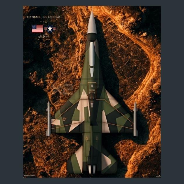US F-16 Jet Metal Wall Art and Desktop Mouse Pad by X2Metal