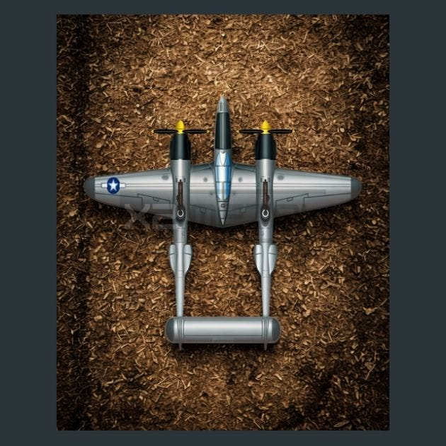 USA P-38 Lightning Jet Metal Wall Art and Desktop Mouse Pad by X2Metal
