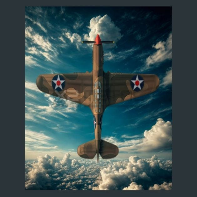 USA P-40 Warhawk Jet Metal Wall Art and Desktop Mouse Pad by X2Metal