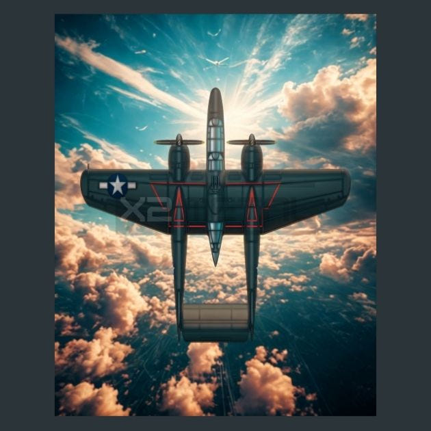 USA P-61 Black Widow Jet Metal Wall Art and Desktop Mouse Pad by X2Metal