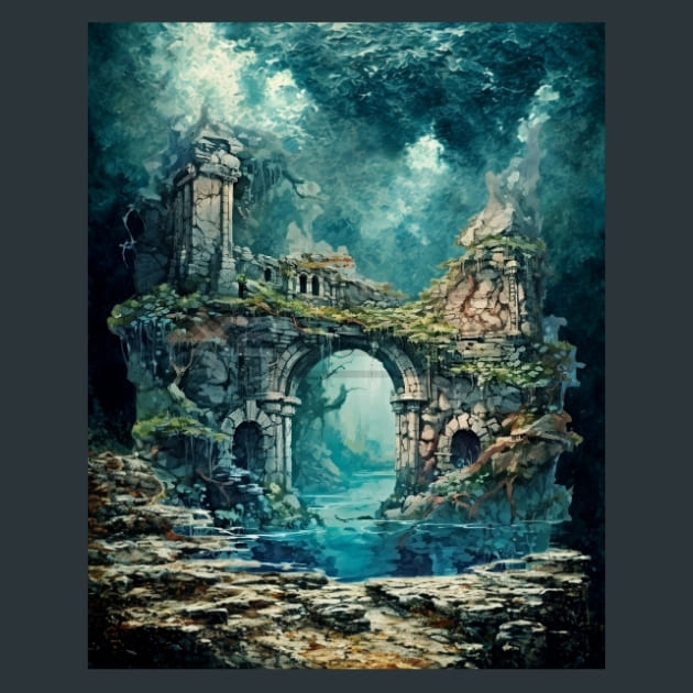 Underwater Ruin 25 – Metal Print &amp; Mouse Pad | ChromaLuxe | Made in Iowa USA