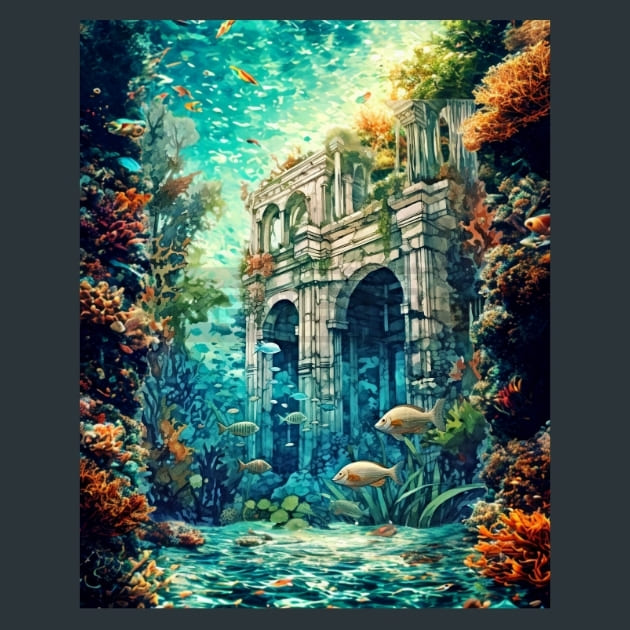 Underwater Ruin 3 – Metal Print &amp; Mouse Pad | ChromaLuxe | Made in Iowa USA