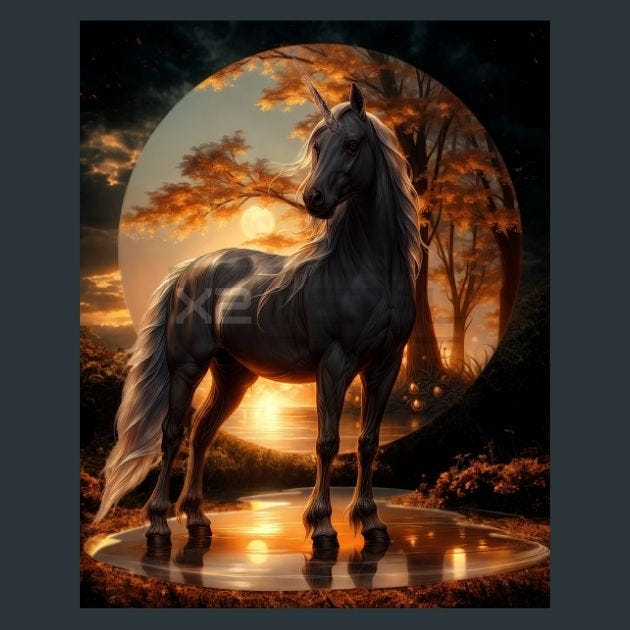 Unicorn Horse 20 Metal Wall Art and Desktop Mouse Pad by X2Metal