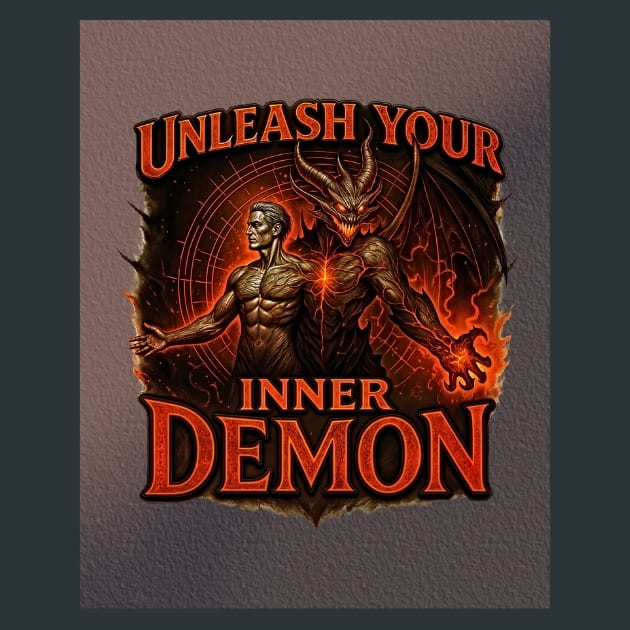 Unleash Your Inner Demon Metal Wall Art and Desktop Mouse Pad by X2Metal