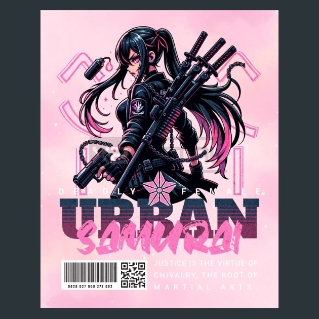 Urban-Japan-Samurai-Metal-Print