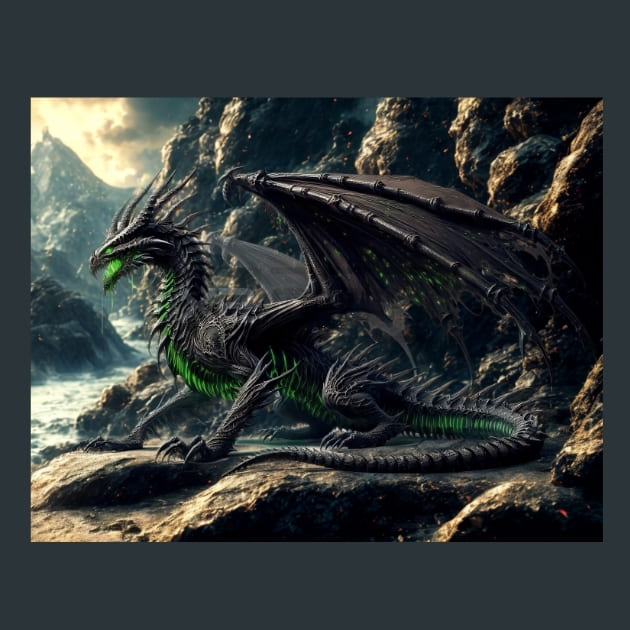 Venom Spire Dragon Metal Wall Art and Desktop Mouse Pad by X2Metal