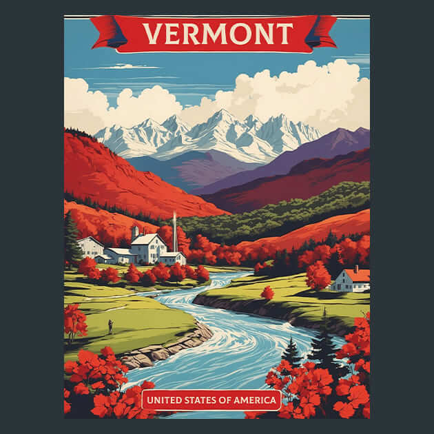 Vermont United States Metal Wall Art and Desktop Mouse Pad by X2Metal