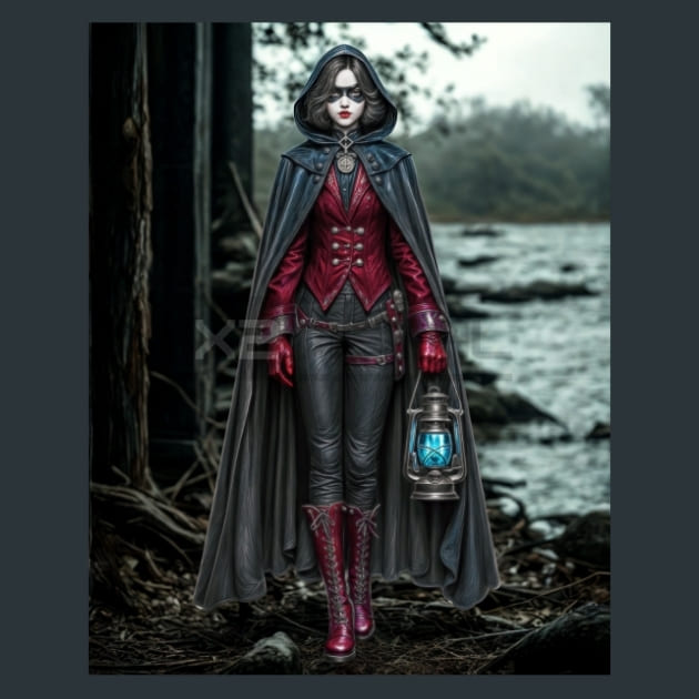 Vigilante Hunter with Lantern Metal Wall Art and Desktop Mouse Pad by X2Metal