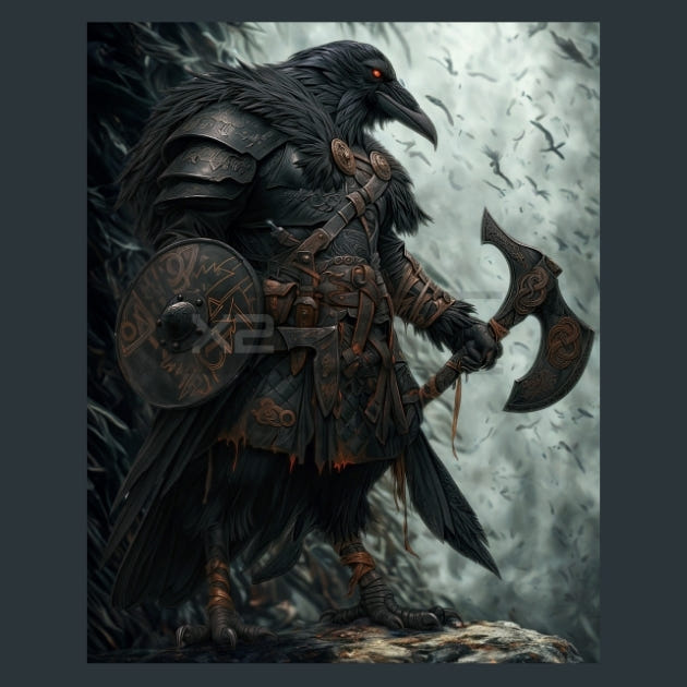 Viking Raven Warriors - Alpha Animals Metal Wall Art and Desktop Mouse Pad by X2Metal
