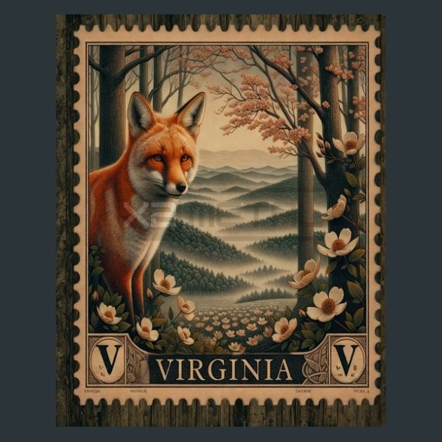 Virginia Stamp Metal Wall Art and Desktop Mouse Pad by X2Metal