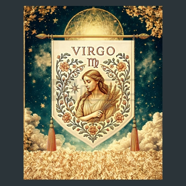 Virgo-Zodiac-Banners Metal Wall Art and Desktop Mouse Pad by X2Metal