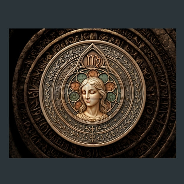 Virgo-Zodiac-Signs-Gothic Metal Wall Art and Desktop Mouse Pad by X2Metal