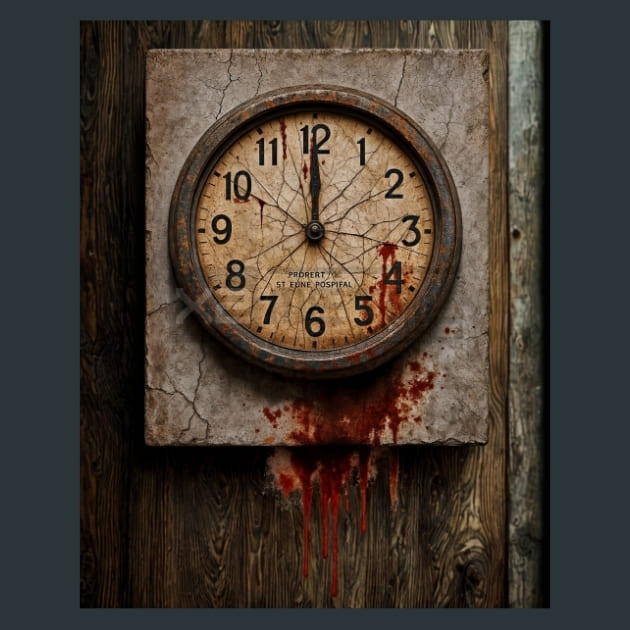 Wall Clock Stopped-Zombie Wasteland Metal Wall Art and Desktop Mouse Pad by X2Metal