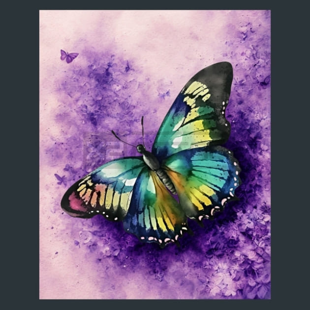 Watercolor Butterfly 18 Metal Wall Art and Desktop Mouse Pad by X2Metal