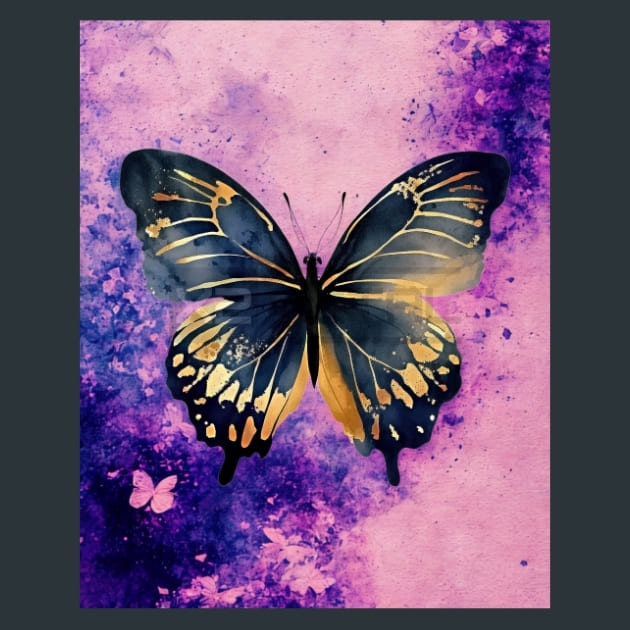 Watercolor Butterfly 30 Metal Wall Art and Desktop Mouse Pad by X2Metal
