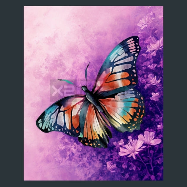 Watercolor Butterfly 32 Metal Wall Art and Desktop Mouse Pad by X2Metal