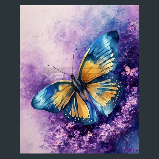 Watercolor Butterfly 47 Metal Wall Art and Desktop Mouse Pad by X2Metal